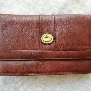 Vintage Dooney & Bourke Burgundy Leather Clutch Crossbody Bag